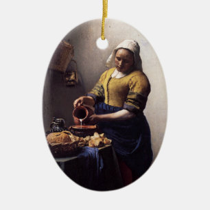 The Milkmaid by Johannes Vermeer Ceramic Tree Decoration
