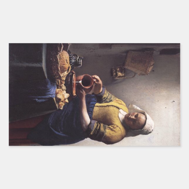 The Milkmaid by Johannes Vermeer Rectangular Sticker (Front)