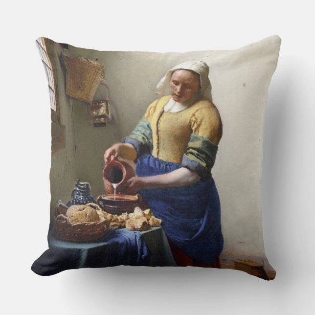 The Milkmaid, c.1658-60 (oil on canvas) Cushion (Front)