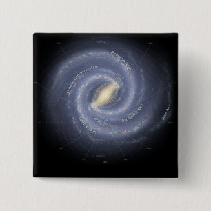 The Milky Way Galaxy (annotated) 15 Cm Square Badge