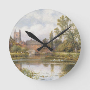 The Millpond, 1901 (oil on canvas) Round Clock