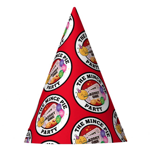 The Mince Pie Party Hat (red bkgrd) (Front)