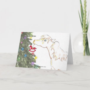 The mini and the Christmas tree Holiday Card