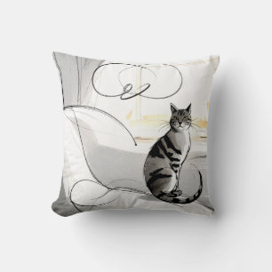 The Minimalist Cat Contemporary Trendy Modern Cushion
