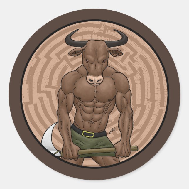The Minotaur Classic Round Sticker (Front)