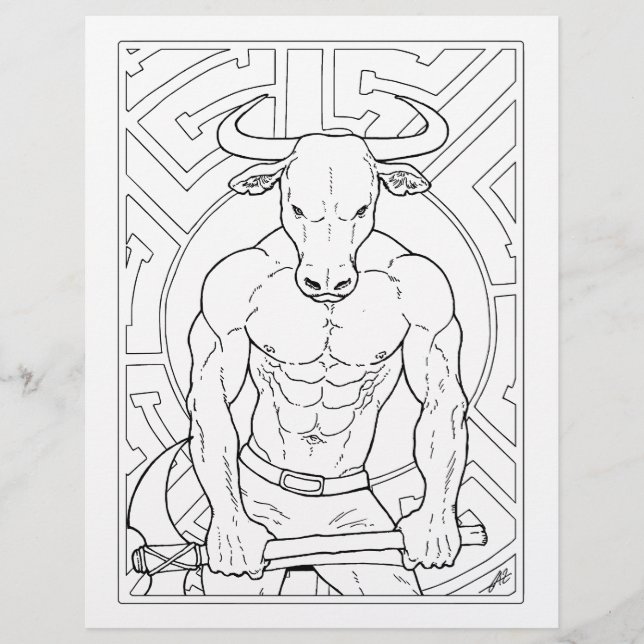 The Minotaur - Colorin Page. (Front)