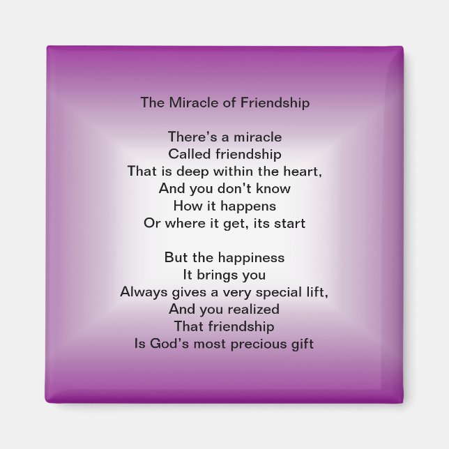 The Miracle of Friendship Poem magnet (Front)