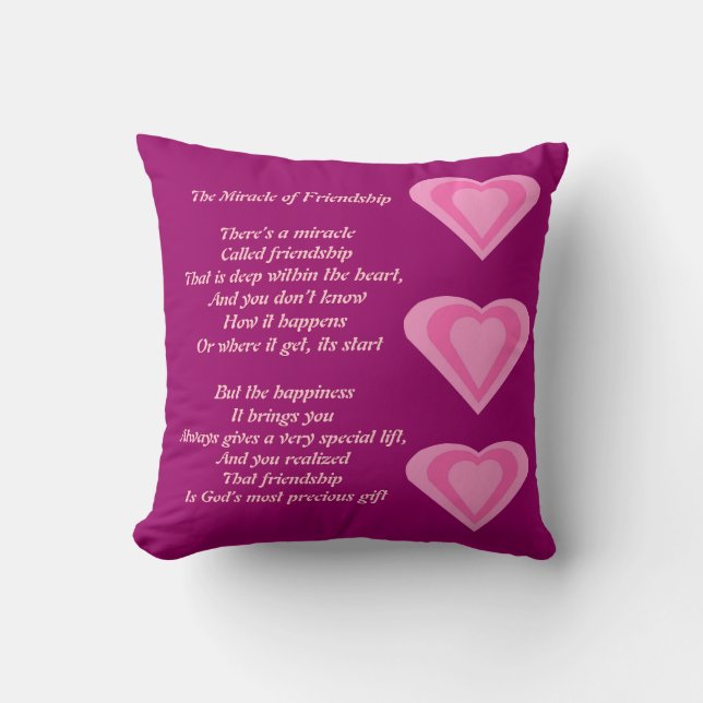The Miracle of Friendship Poem pillow (Front)