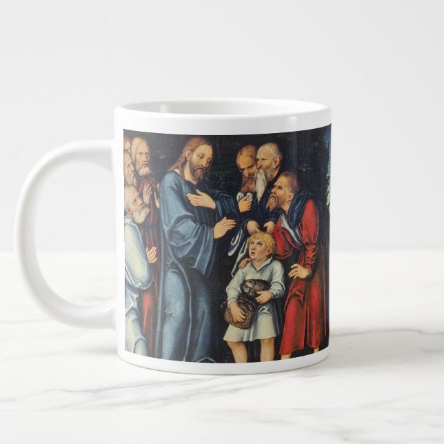 The Miracle of the Five Loaves &Two Fish Large Coffee Mug (Left)