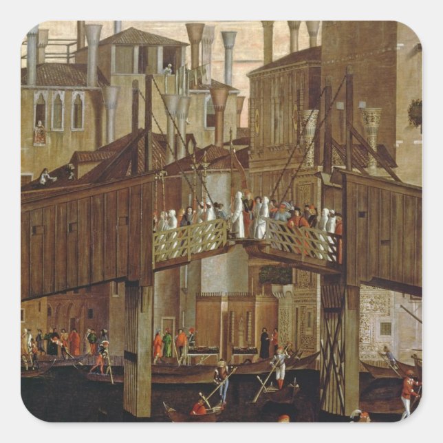 The Miracle of the Relic of the Holy Cross, detail Square Sticker (Front)