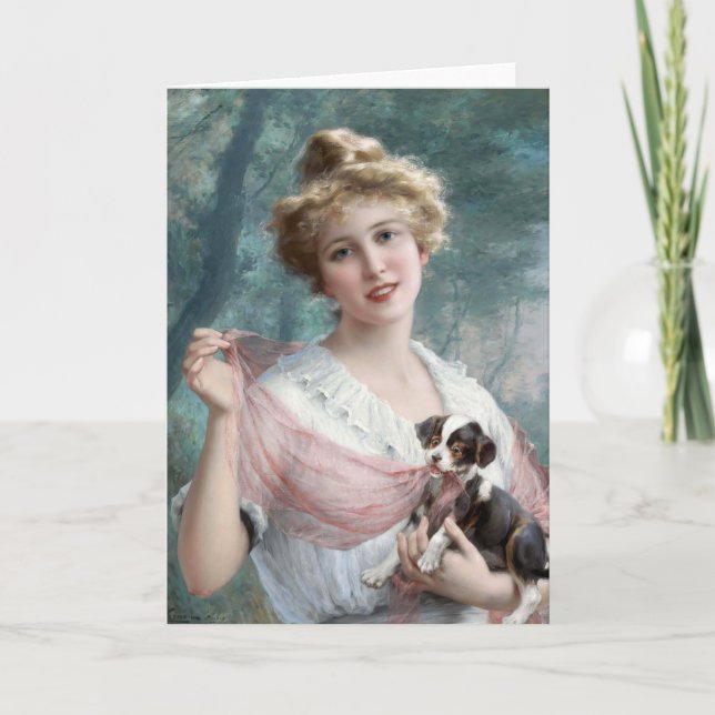 The Mischievous Puppy | Émile Vernon Card (Front)