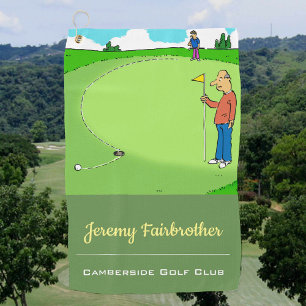 The Missed Putt - Funny Golf Cartoon Towel