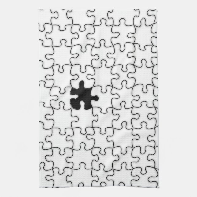 The Missing Puzzle Piece Pattern Tea Towel (Vertical)