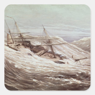 The Mississippi Steam Frigate in a Typhoon Square Sticker