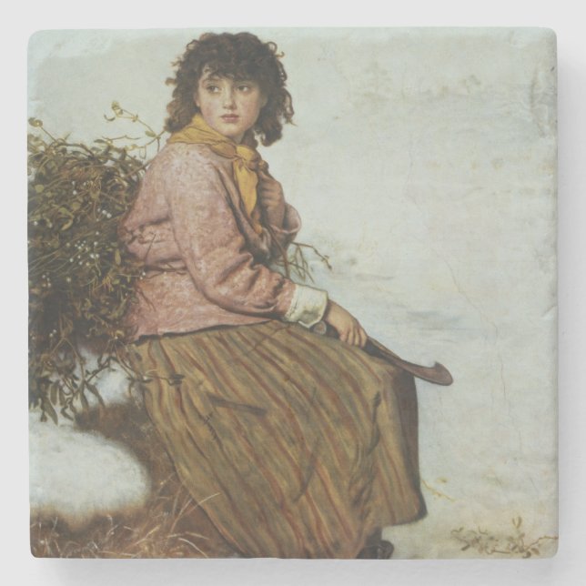 The Mistletoe Gatherer, 1894 Stone Coaster (Front)