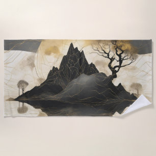 The Misty Mountain Black & Gold Beach Towel