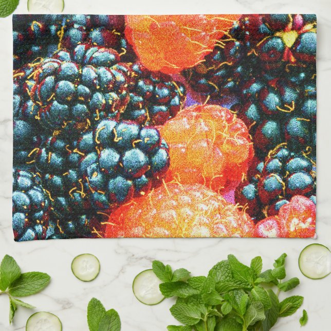"The Mix of Berries" Cute Photo. Buy Now Tea Towel (Folded)