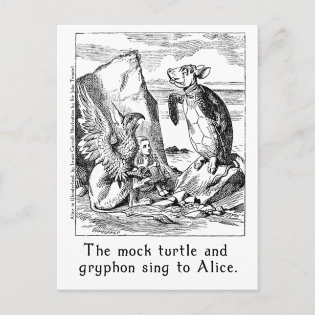 The Mock Turtle and Gryphon Sing to Alice Postcard (Front)
