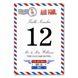 The Modern Airmail Wedding Collection Table Number