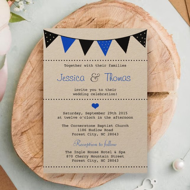 The Modern Blue Bunting Wedding Collection Invitation (Creator Uploaded)
