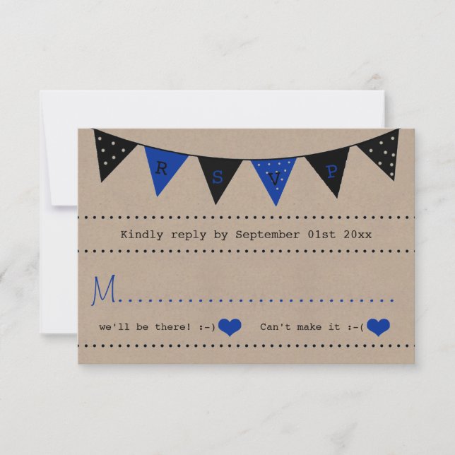 The Modern Blue Bunting Wedding Collection RSVP Card (Front)