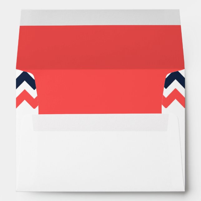 The Modern Chevron Wedding Collection Navy & Coral Envelopes (Back (Bottom))