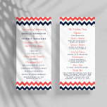 The Modern Chevron Wedding Collection Navy & Coral Programme<br><div class="desc">Simple yet elegant, the modern chevron wedding collection is a stunning design featuring a lovely zig-zag print in a navy blue, coral and white colour, which is perfect for any modern wedding celebration. These programs can be personalised for your special occasion and would make the perfect order of service for...</div>