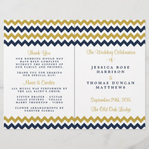 The Modern Chevron Wedding Collection- Navy & Gold