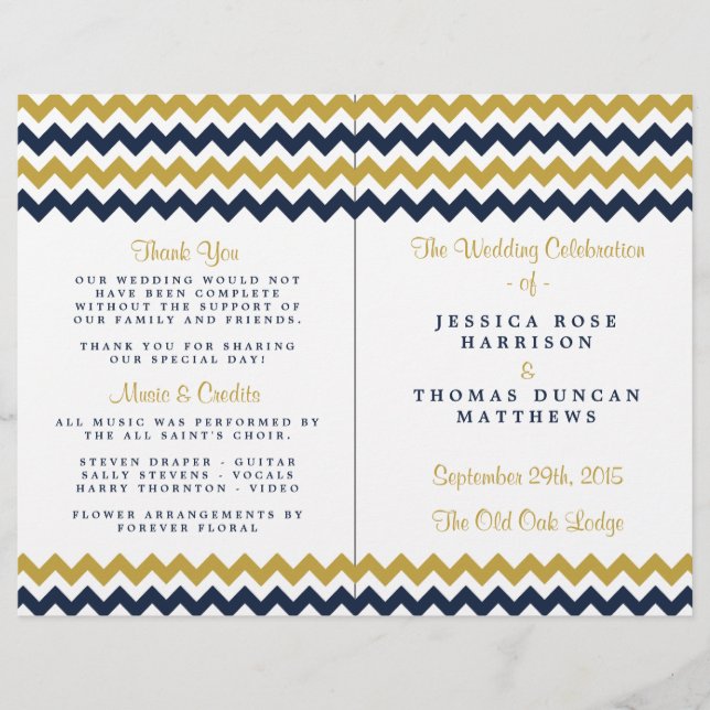 The Modern Chevron Wedding Collection- Navy & Gold (Front)