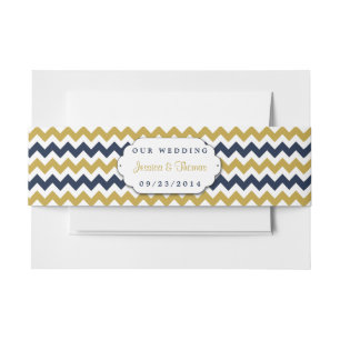 The Modern Chevron Wedding Collection- Navy & Gold Invitation Belly Band