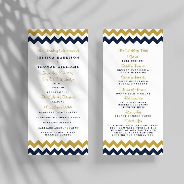 The Modern Chevron Wedding Collection- Navy & Gold Programme (Creator Uploaded)