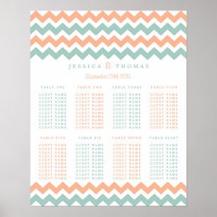 The Modern Chevron Wedding Collection Peach & Mint Poster