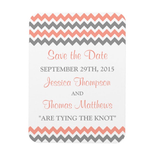 The Modern Chevron Wedding Collection- Pink & Gray Magnet (Vertical)
