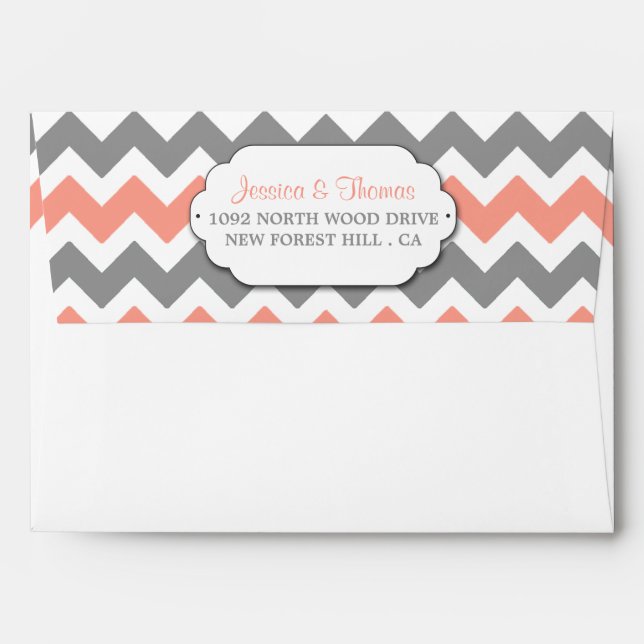 The Modern Chevron Wedding Collection- Pink & Grey Envelope (Back (Top Flap))