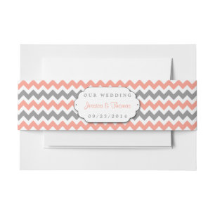 The Modern Chevron Wedding Collection- Pink & Grey Invitation Belly Band