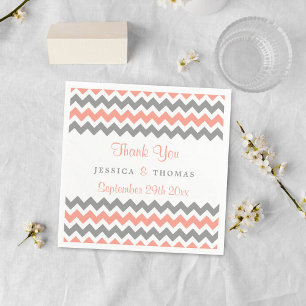 The Modern Chevron Wedding Collection- Pink & Grey Napkin
