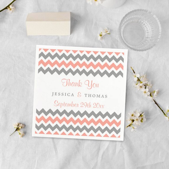The Modern Chevron Wedding Collection- Pink & Grey Napkin (Creator Uploaded)