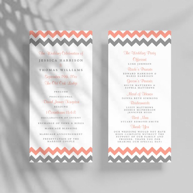 The Modern Chevron Wedding Collection- Pink & Grey Programme (Creator Uploaded)