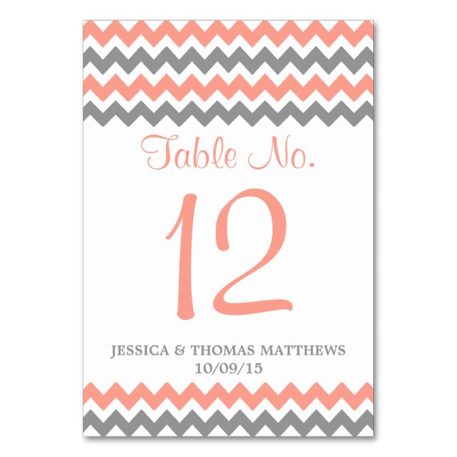 The Modern Chevron Wedding Collection- Pink & Grey Table Number (Front)