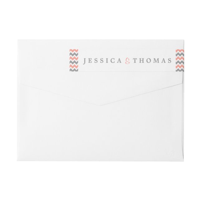 The Modern Chevron Wedding Collection- Pink & Grey Wrap Around Label (Back)