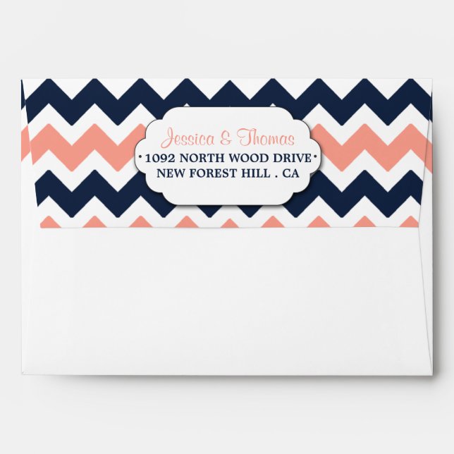 The Modern Chevron Wedding Collection- Pink & Navy Envelopes (Back (Top Flap))