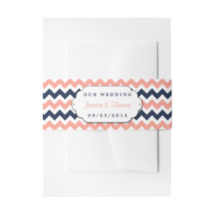 The Modern Chevron Wedding Collection- Pink & Navy Invitation Belly Band