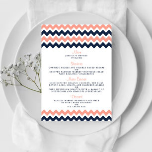 The Modern Chevron Wedding Collection- Pink & Navy Menu