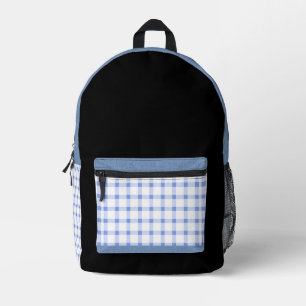 The Modern Classic — Blue & White Gingham Printed Backpack