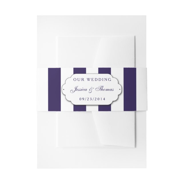 The Modern Navy Stripe Wedding Collection Invitation Belly Band (Front Example)