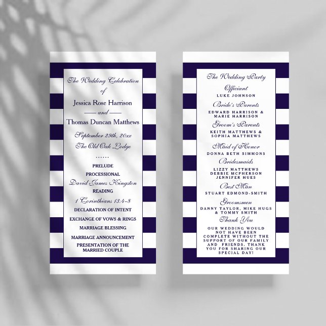 The Modern Navy Stripe Wedding Collection Programme (Creator Uploaded)