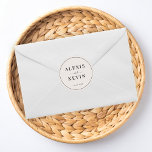 The Modern Neutral Wedding  Classic Round Sticker<br><div class="desc">Modern minimalist round wedding favor sticker featuring a clean,  elegant design in neutral tones. Perfect for sealing envelopes,  decorating wedding favors,  or adding a polished finishing touch to gift bags and thank you packaging. The simple typography and timeless style coordinate beautifully with modern,  minimalist,  and neutral wedding themes.</div>