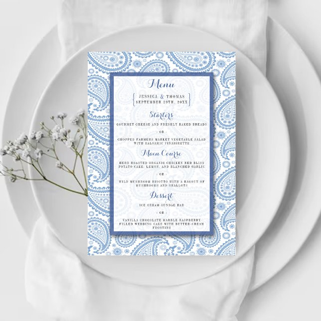 The Modern Paisley Wedding Collection - Blue Menu (Creator Uploaded)