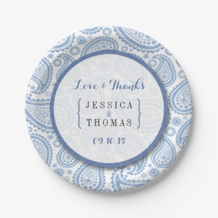 The Modern Paisley Wedding Collection - Blue Paper Plate