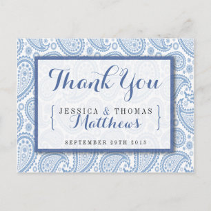 The Modern Paisley Wedding Collection - Blue Postcard